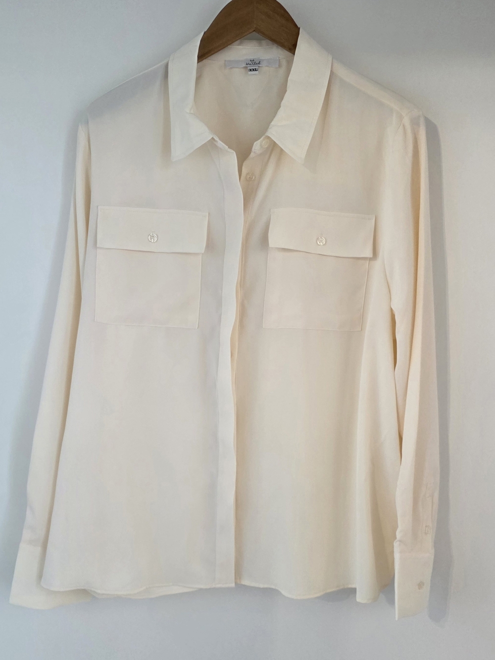 M by Marled Cream Button-Front Long Sleeve Blouse Womens Size XXL